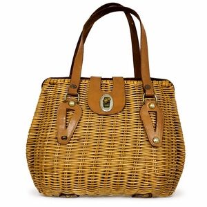 Vintage Brechner Bros Wicker Basket Handbag  Granny purse made in Hong Kong